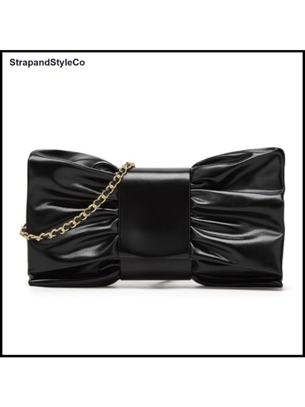 Small PU Leather Bow Evening Clutch Crossbody Bag for Wedding